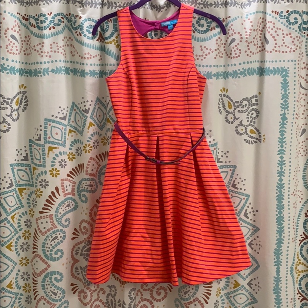 L’amour Nanette Lepore orange + pink stripe dress